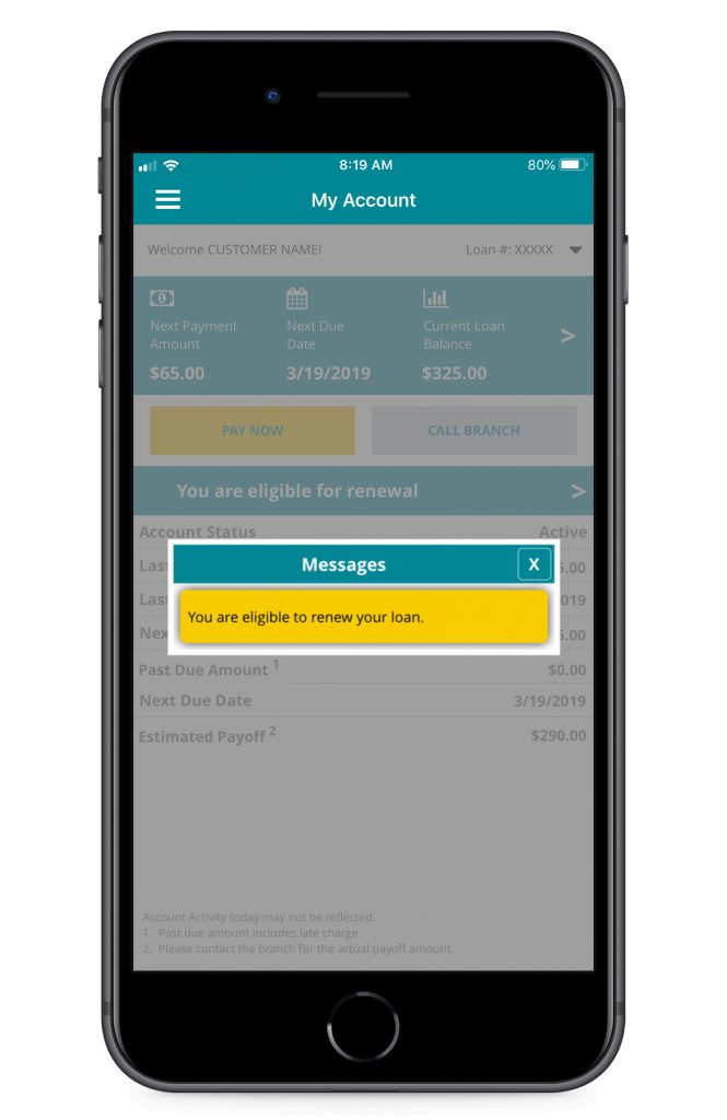 Security Finance App Preview Messages Popup