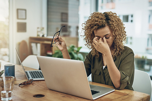 Woman stressed about finances